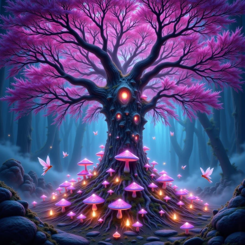 Crystal Tree Palace with Fae and Mushroom Village