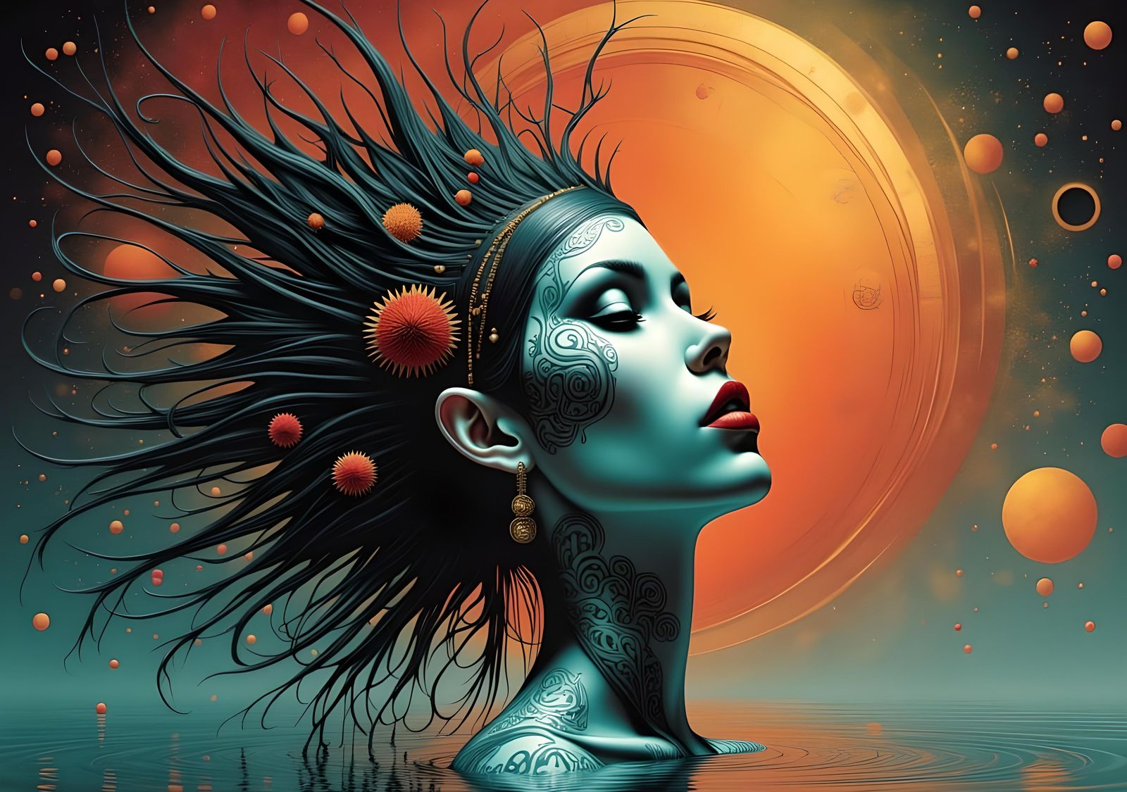 Mystic Woman in Plasma: Steampunk Digital Art