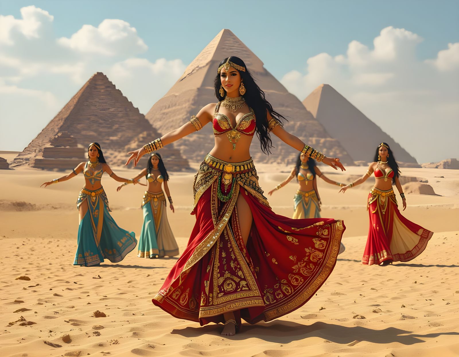 Arabian Belly Dancer Performing at Giza Pyramids