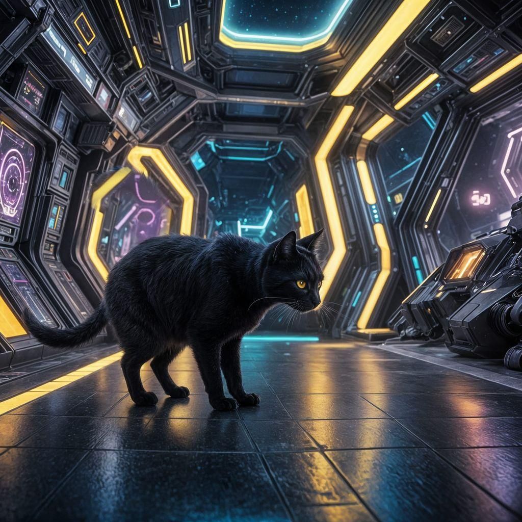 Mysterious Two-Tailed Cat Walks in Spaceship
