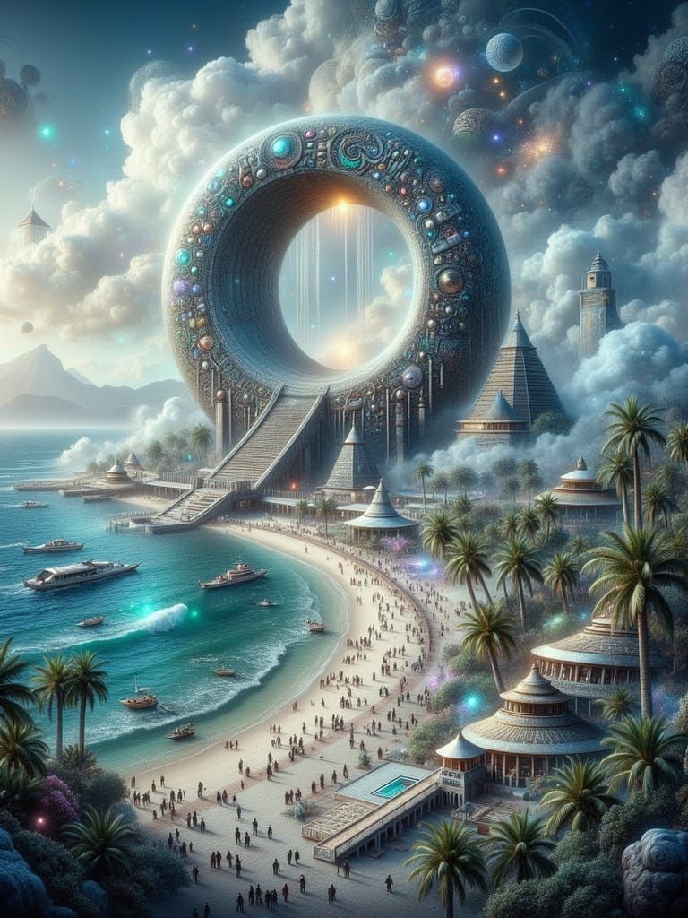 Futuristic Crescent Structure at Coastal Settlement