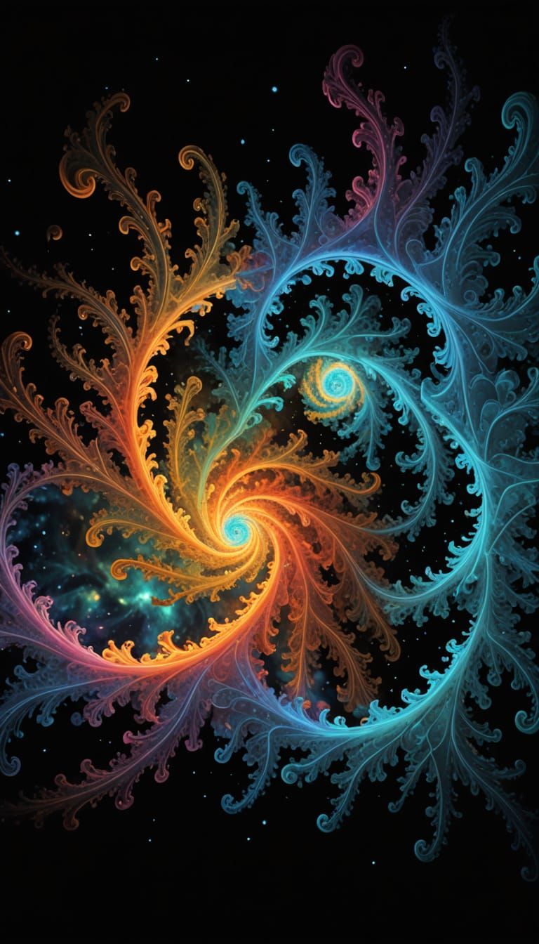 Swirling Fractal Vortex of Geometric Shapes