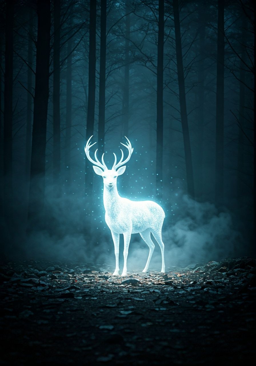 Mystical White Stag Emerges From Thick Fog