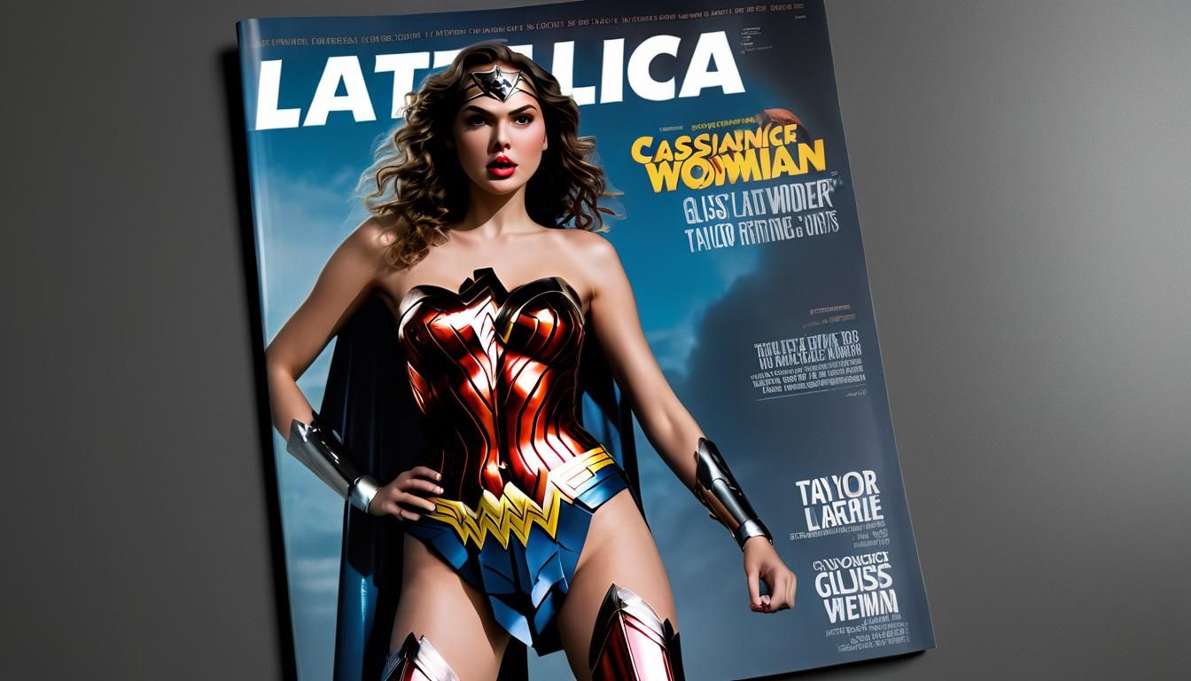Wonder Woman Latexclad Magazine Cover in Cinematic Style
