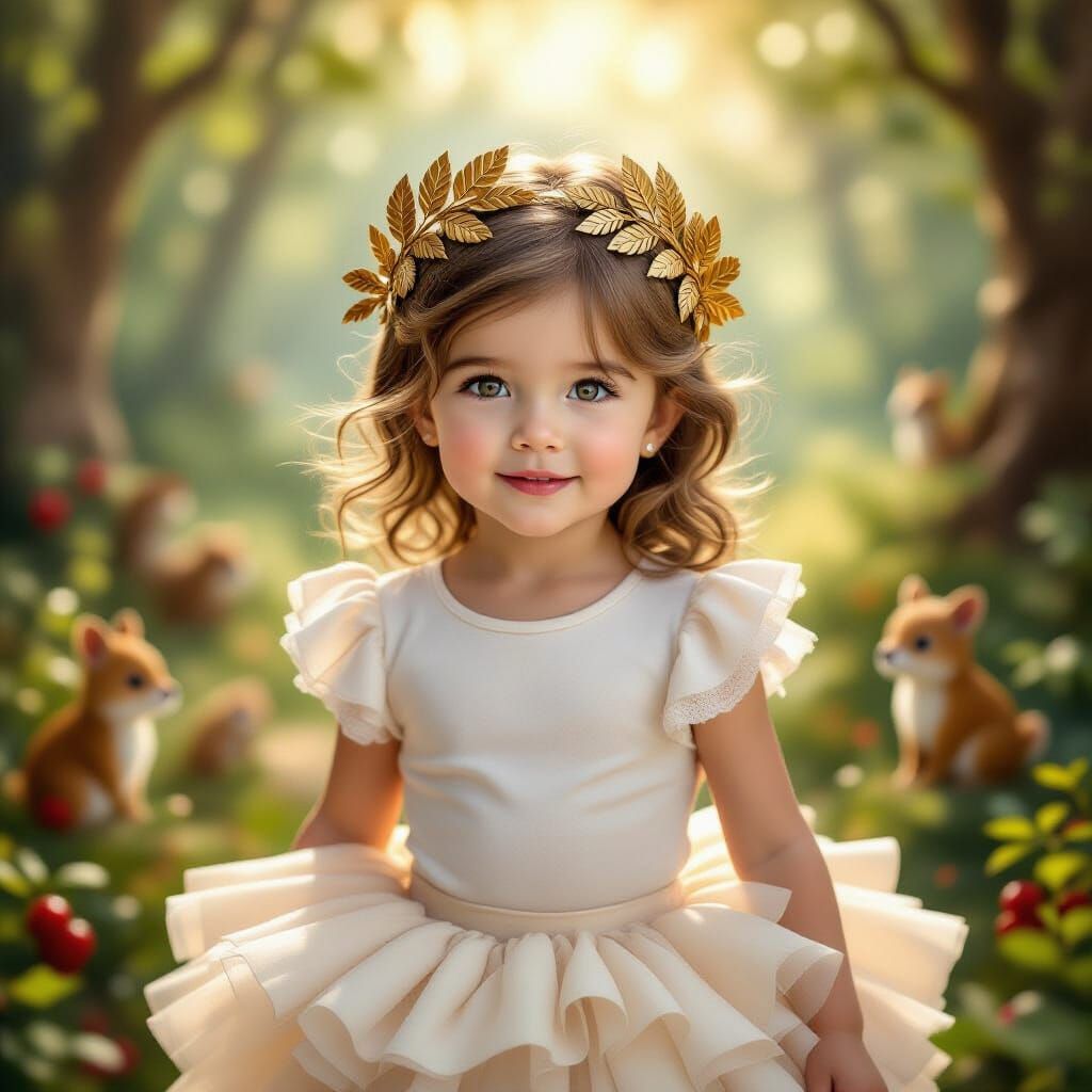 Girl with Laurel Wreath in Enchanted Forest Portrait