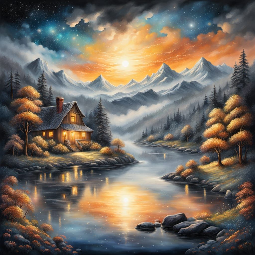 Ethereal Dream Landscape in Impressionist Charcoal