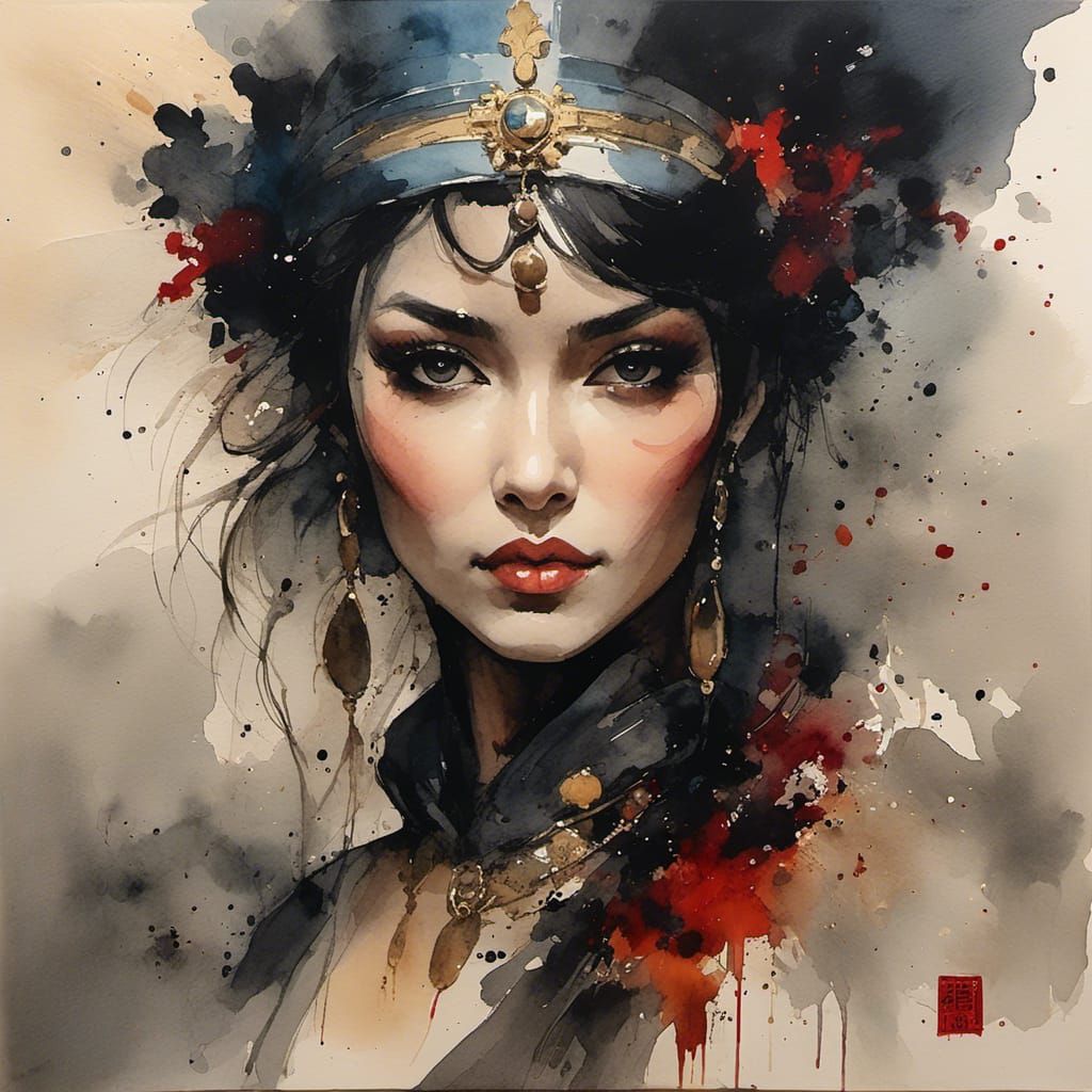 Leucocholy in Water-Ink Style with Chocolate Tones