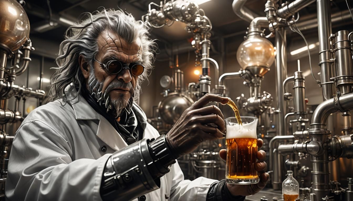 Oktoberfest. Mad scientist invents a new beer