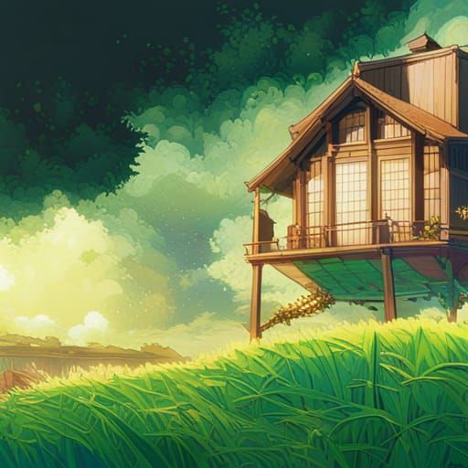 Rice Ball in Ghibli Anime Style