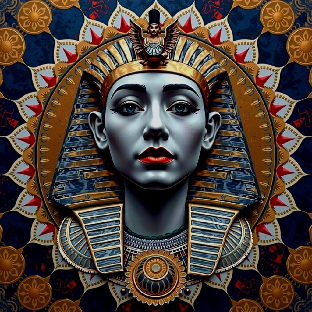 Harlequin Geisha Tutankhamun Full Body Photorealistic