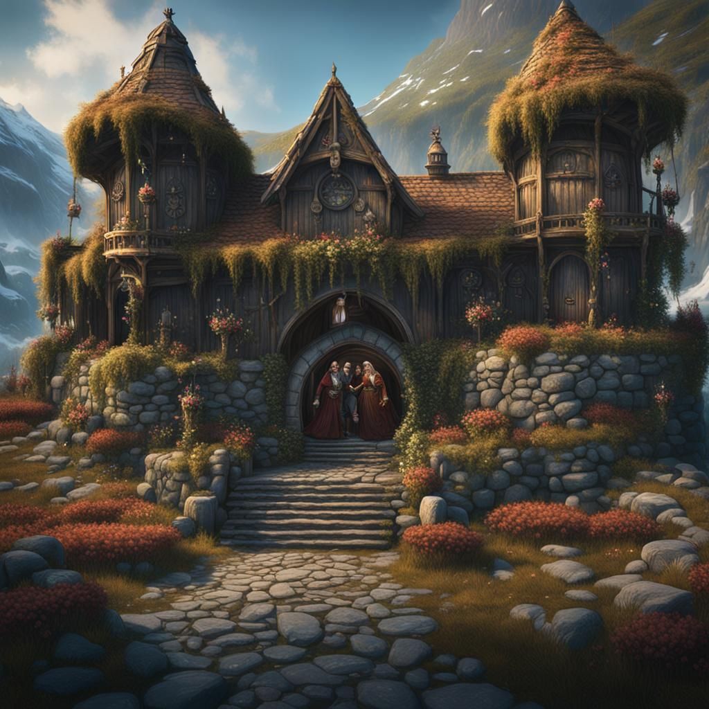 Detailed Matte Painting of a Troll Wedding