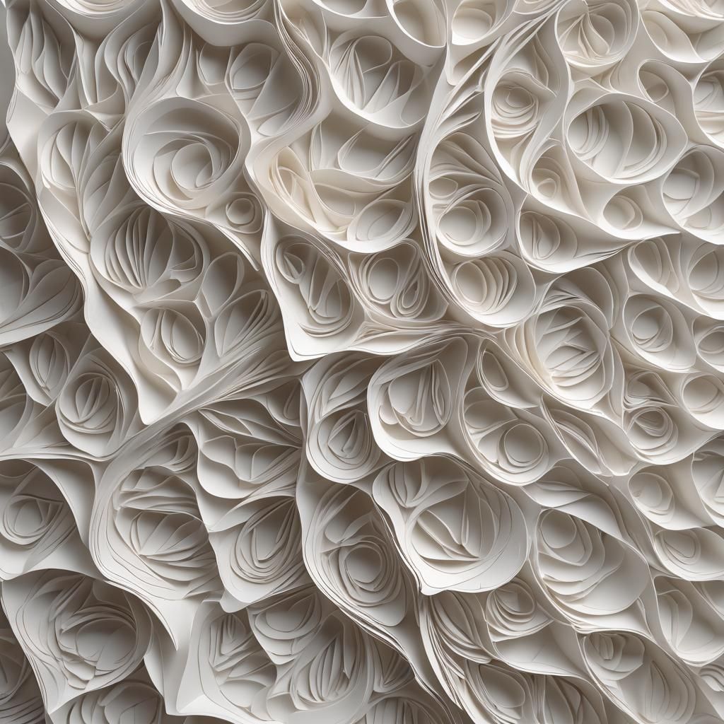 Intricate White Paper Folds Papercraft in Macro