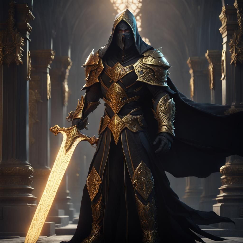 Dark Paladin with Golden Aura Sword