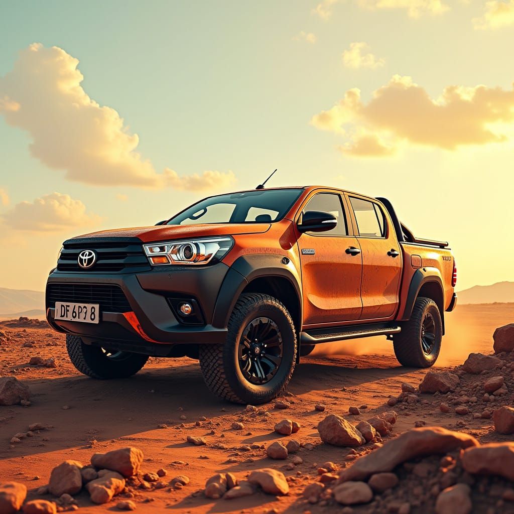 Toyota Hilux 2018 Truck in Dramatic Desert Landscape