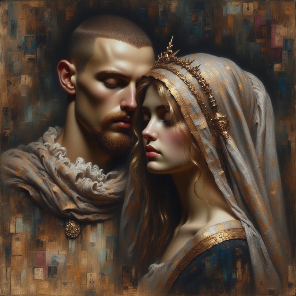 Woman and Man with Golden Leaf Dust