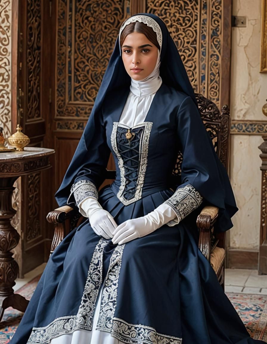 Young Girl in Burqa: Detailed Matte Painting