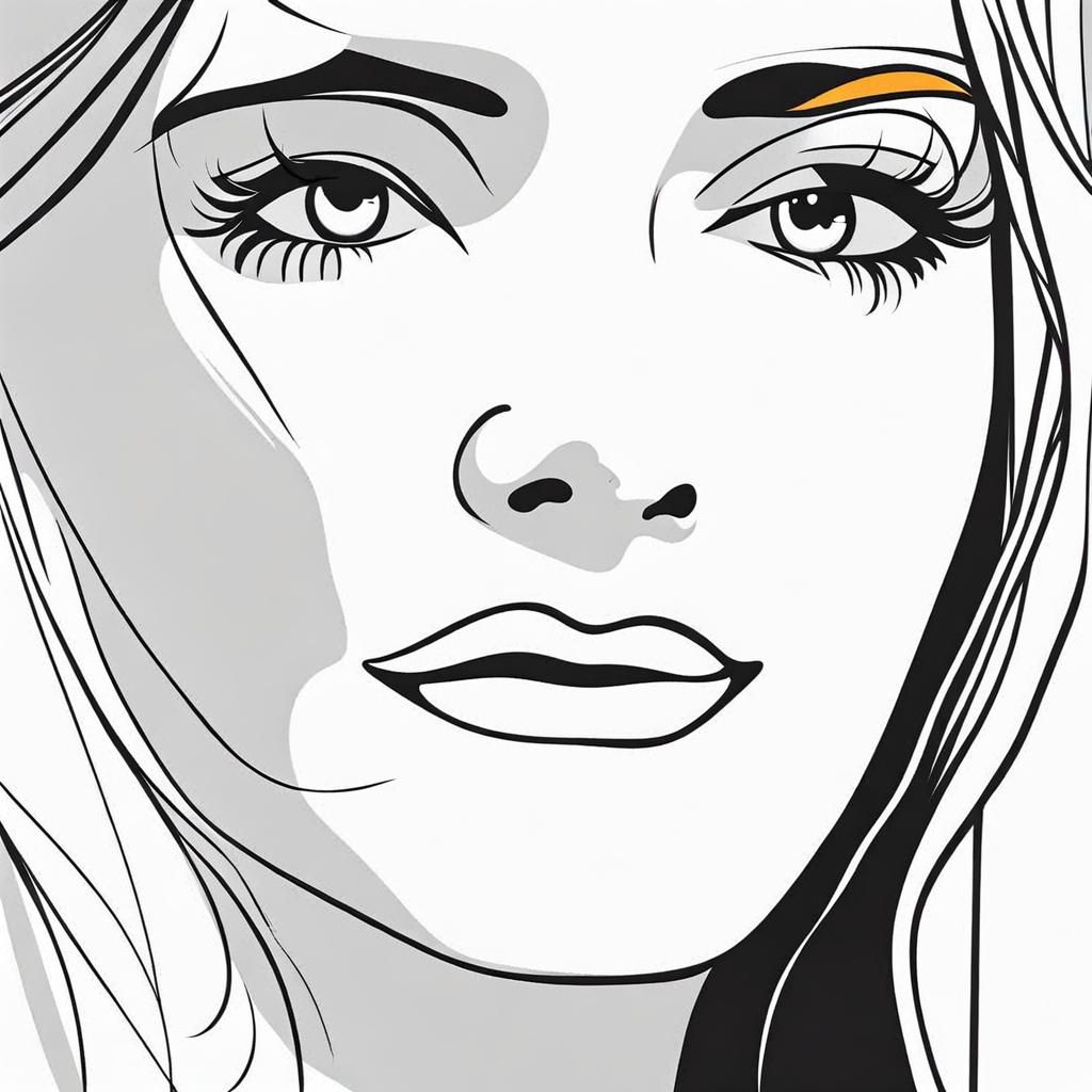 Simple Line Art of a Smiling Female Face