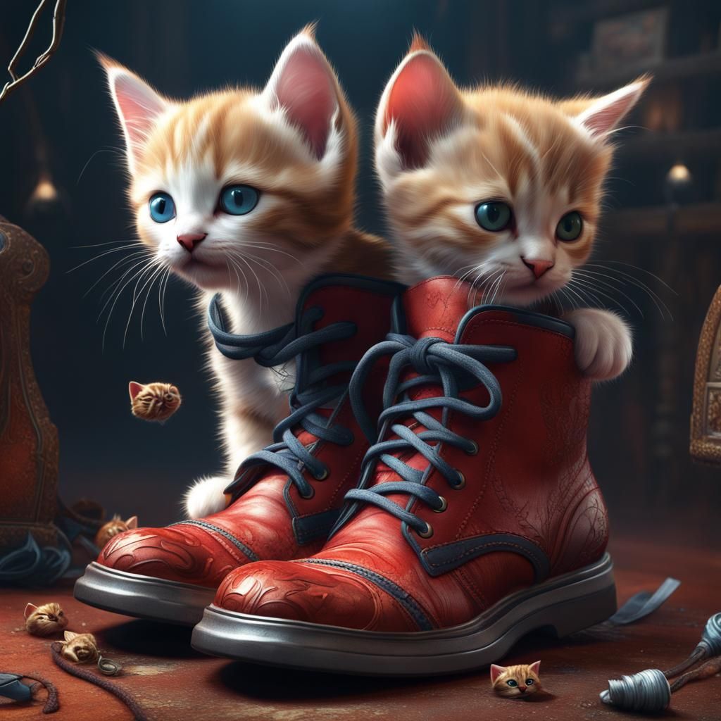 Kittens Untying Shoe: Fantasy Concept Art