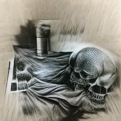 Hyperdetailed Charcoal Drawing of Death