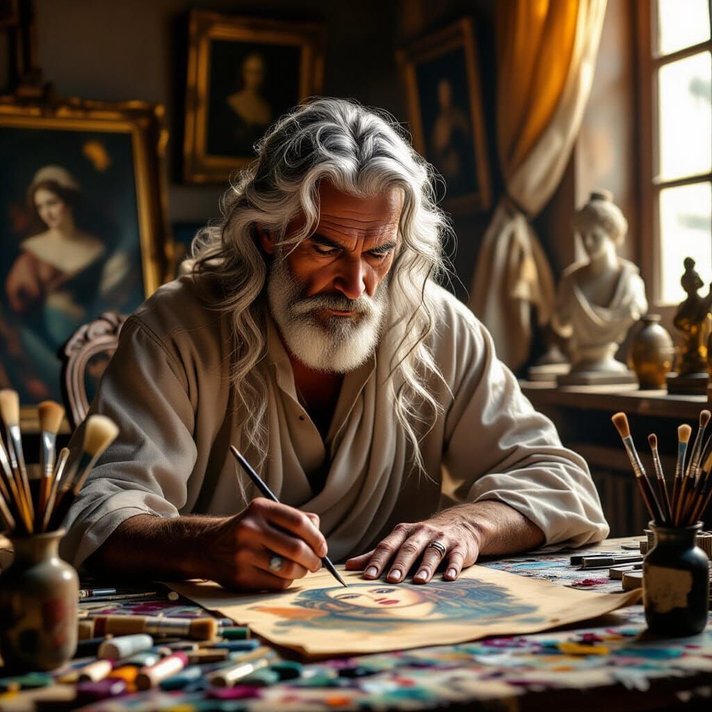 Hyper-Realistic Portrait of a Goddess in Opulent Studio