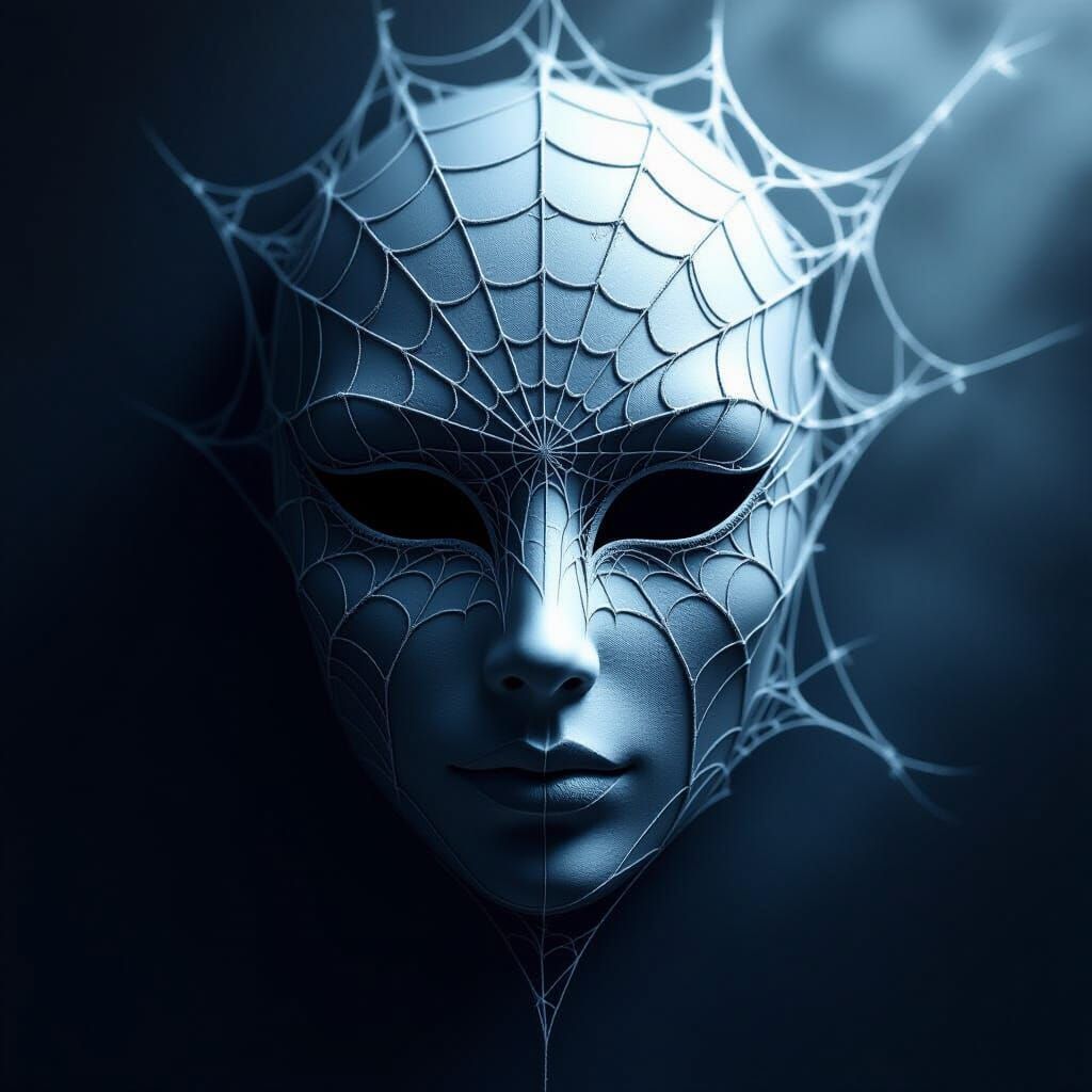 Ethereal Spider Web Mask in Symmetrical Matte Painting