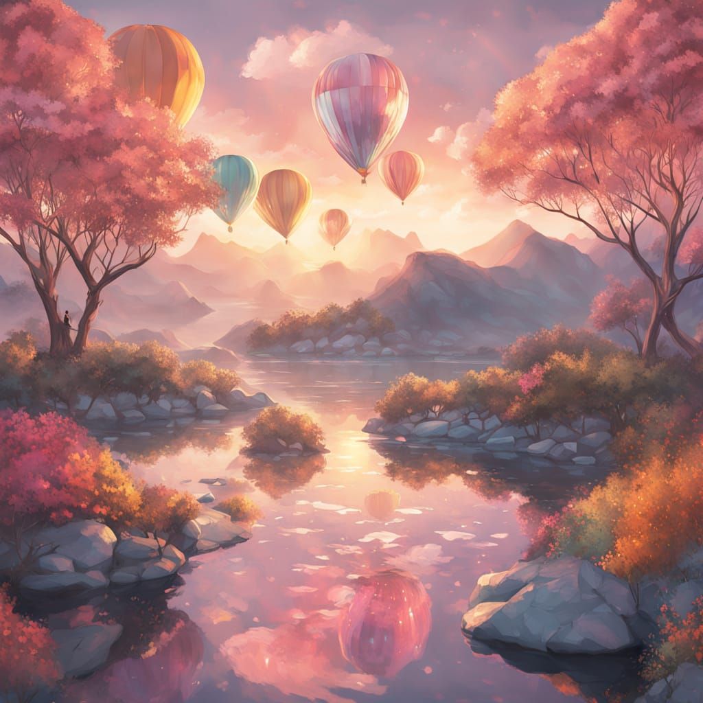 Elegant Woman in Whimsical Heart-Shaped Portal