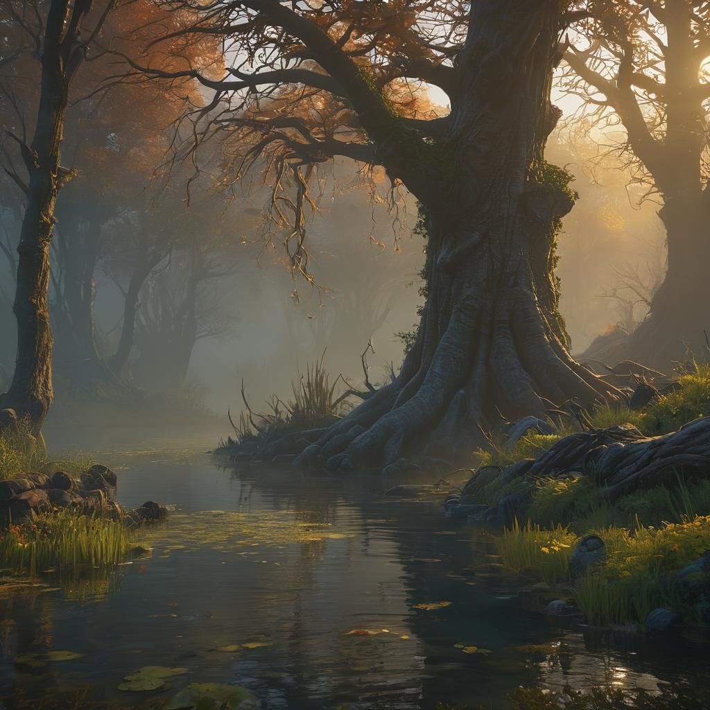 Shrek Stands Near His Swamp: Fantastical Matte Painting