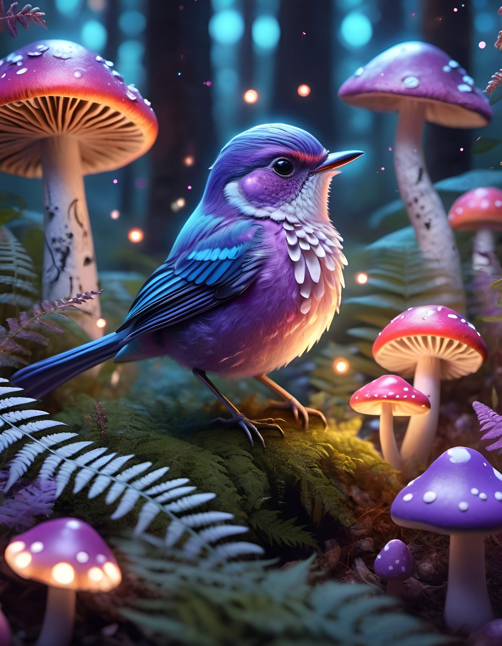 Cute Forest Bird in Candyland Art Style