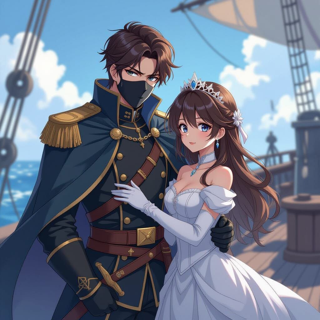 Anime Princess and Masked Commander Rendezvous