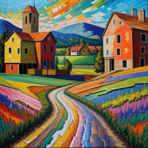 Expressionist Landscape in Neo-Impressionist Impasto Style