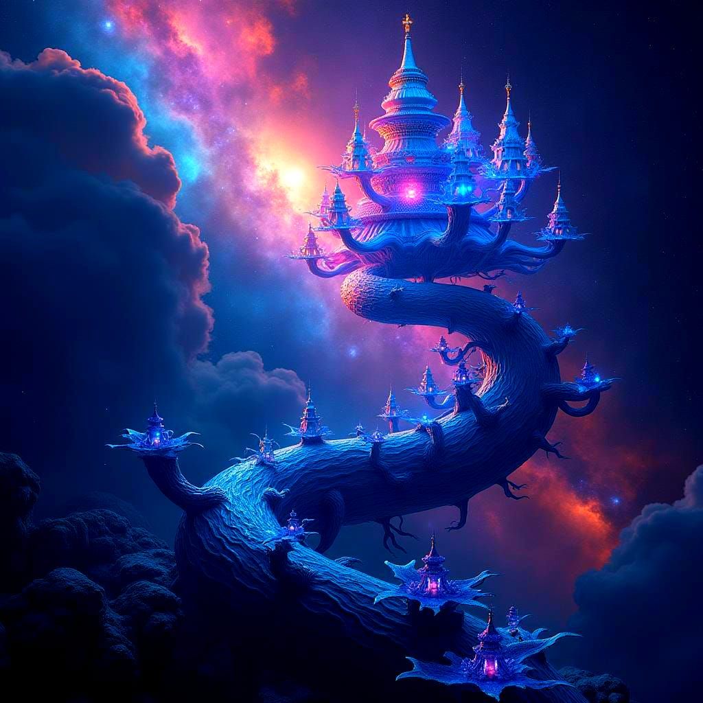 Cosmic Vine with Giant Towers and Nebulae