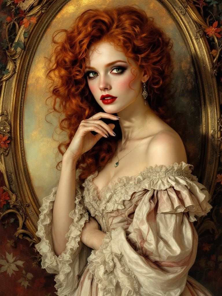 Victorian Vampire Portrait in Edward Cucuel Style