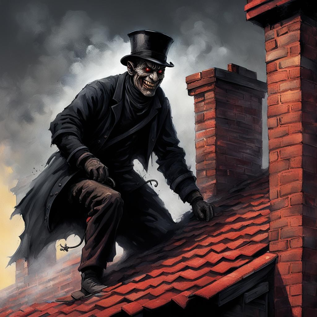Dark Fantasy Chimney Sweep Ascends in Rich, Vibrant Purples...