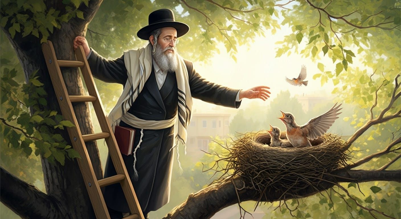 Orthodox Man Performs Shiluach HaKen in Comic Art