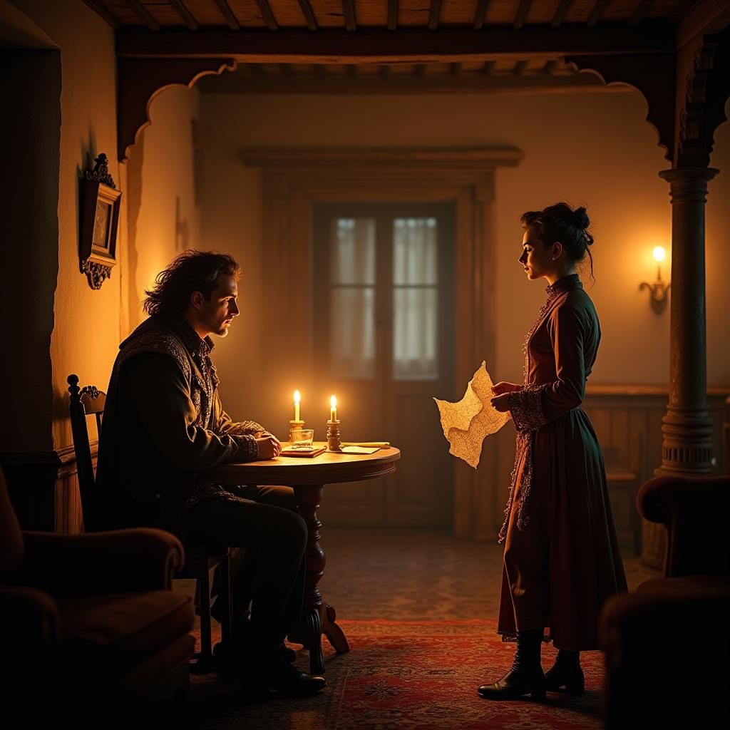 Mage, Bard, and Scholar Meeting in Golden Light