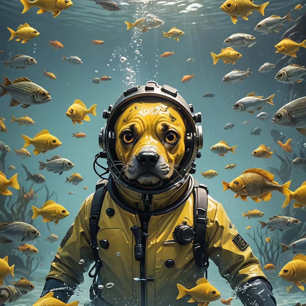 Plastic Puppy Snorkeler in Ocean Concept Art