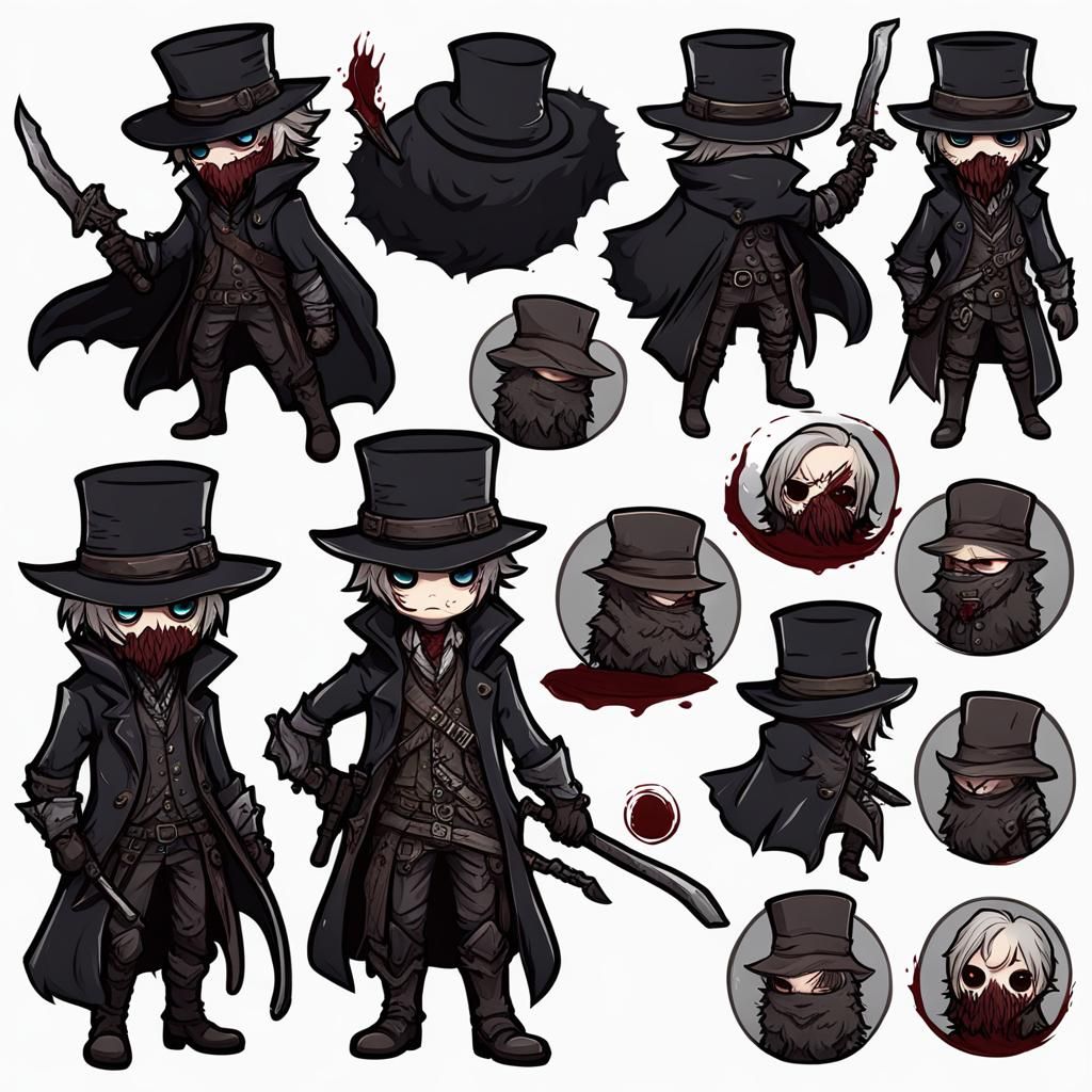 Chibi Bloodborne Hunter in Dark, Bloody Style
