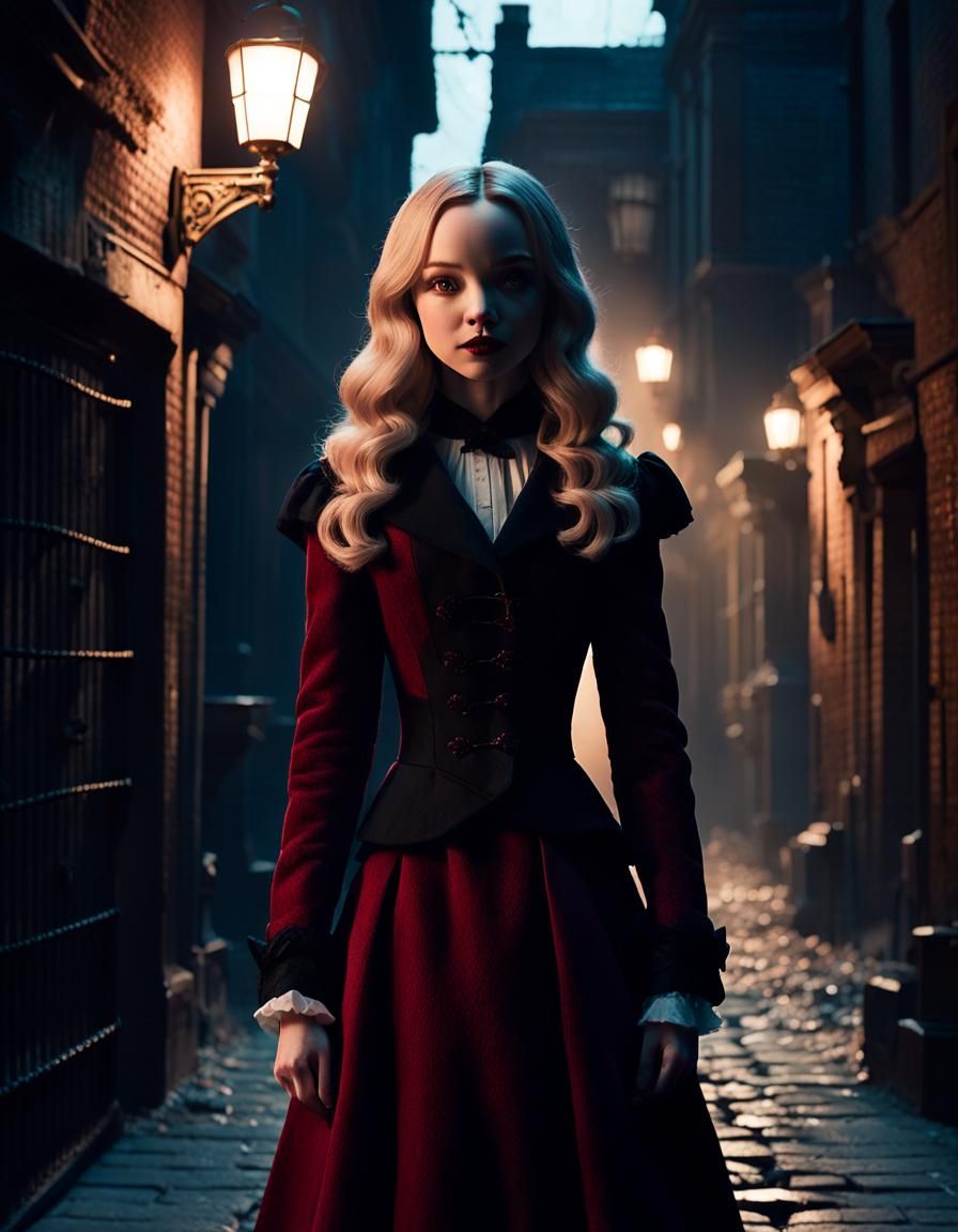 Gothic Mina Harker in Victorian Alleyway