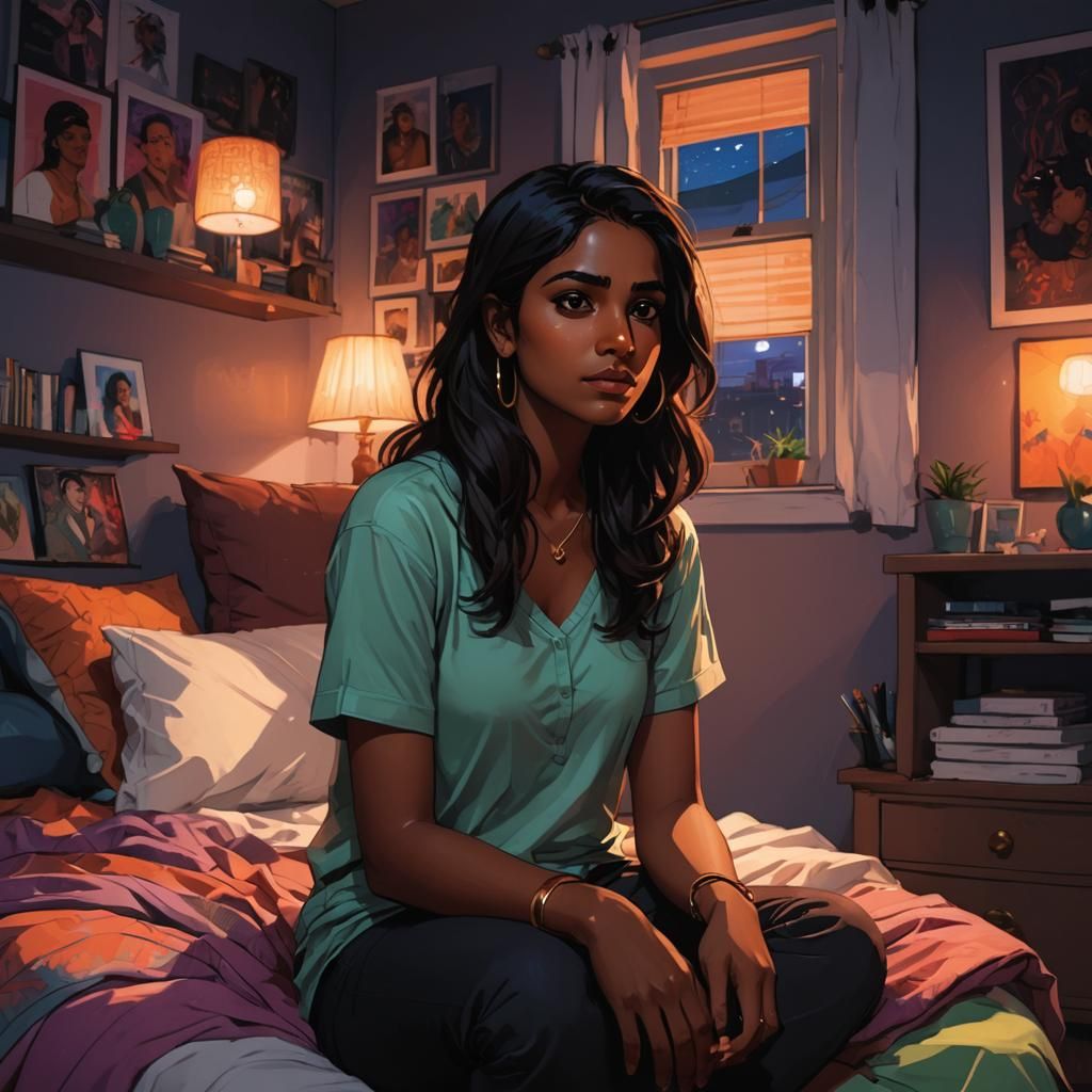 South Asian Woman Portrait in Webcomic Style