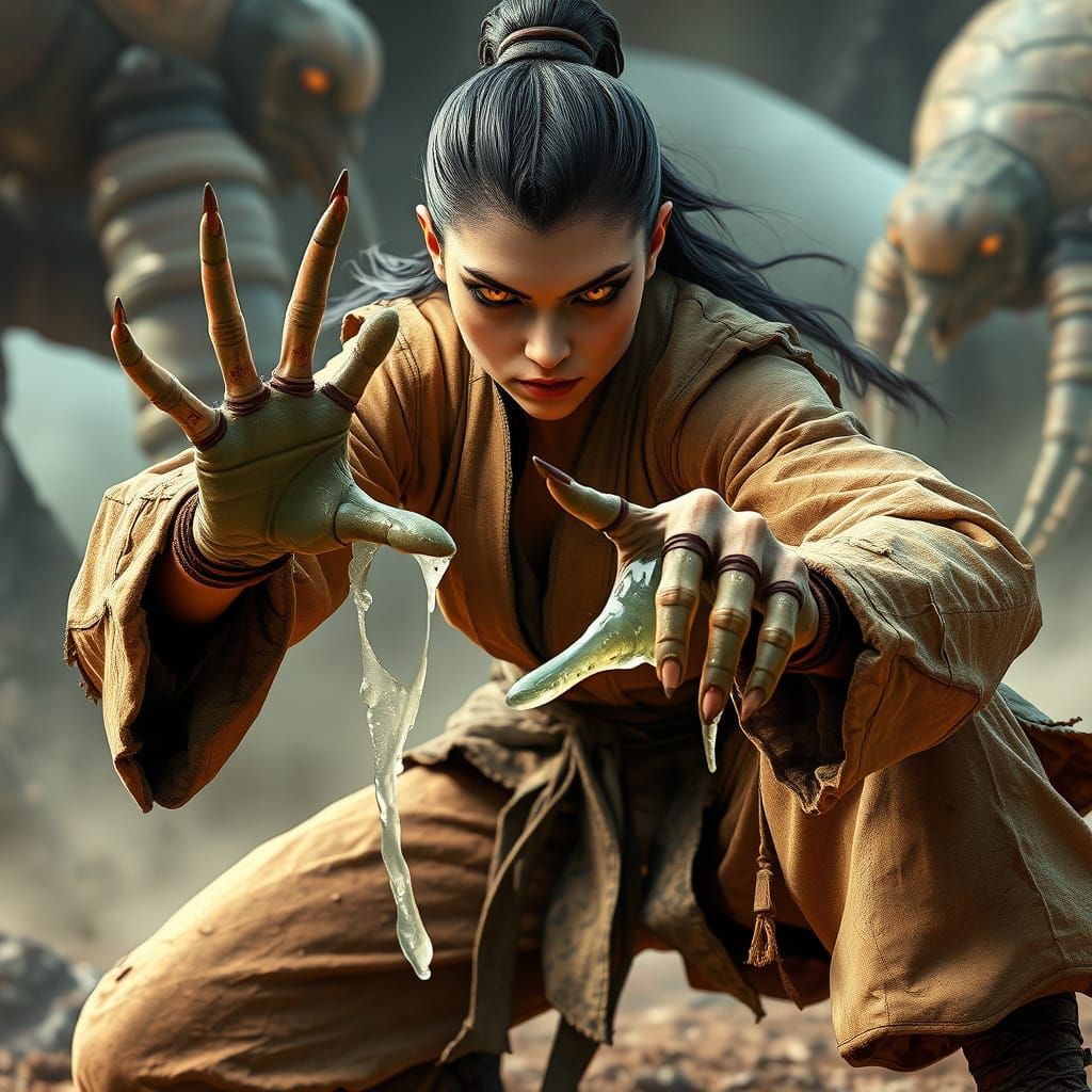 Female Kung Fu Master After Alien Battle