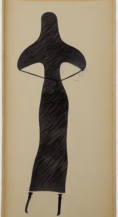 Calligraphic Woman in Ink