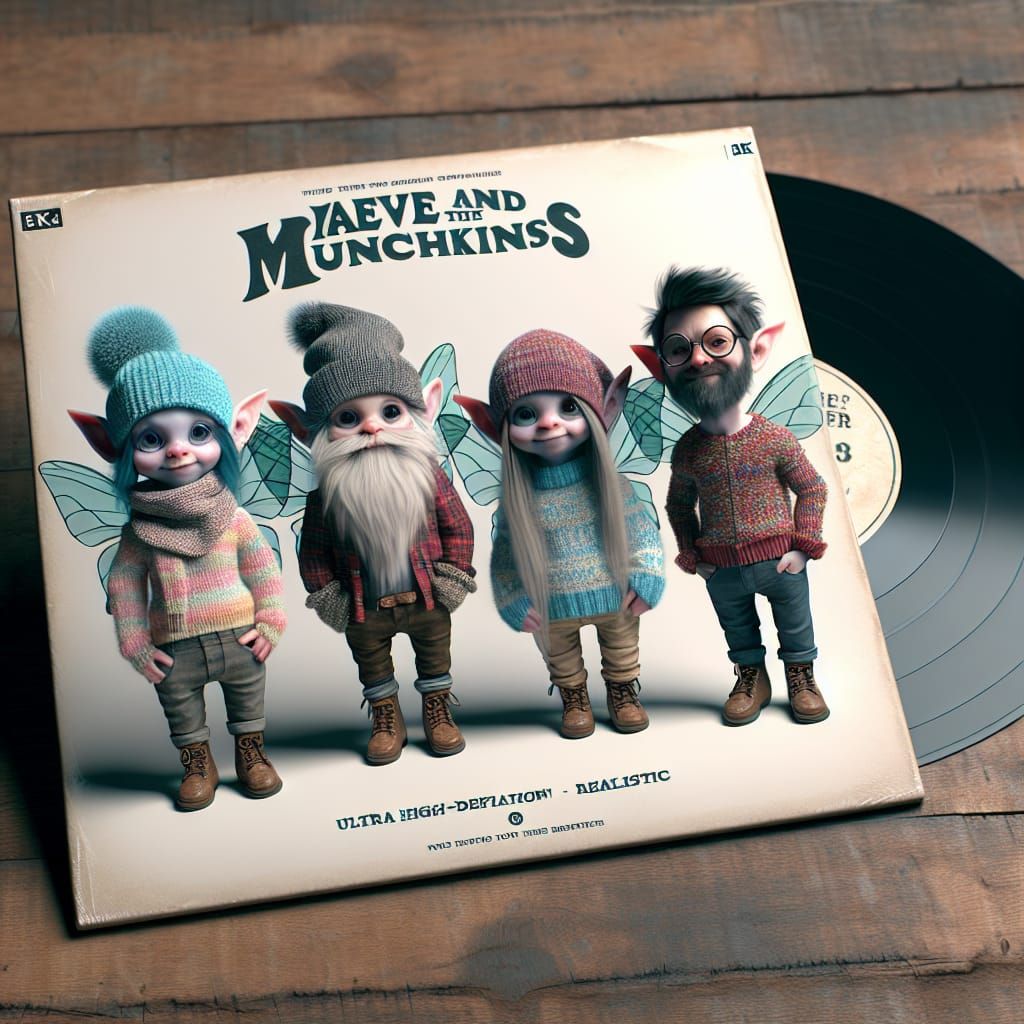 Hipster Record Sleeve with Fairy and Halfling Band