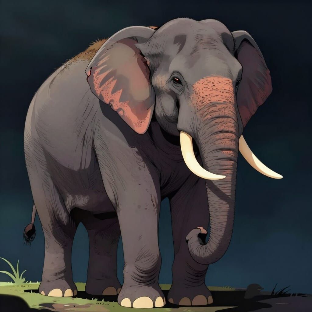 Majestic Elephant in Vibrant Manga Style