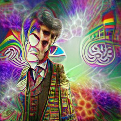 Psychedelic Doctor Who in Abstract Art Style