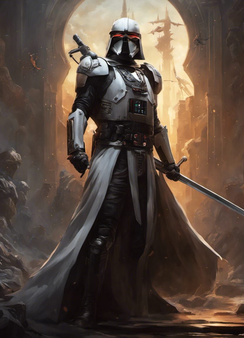 White Samurai Vader with Light Katana on Tatooine