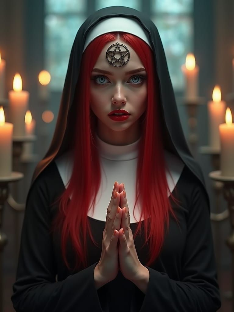 Demonic Nun Elf in Eerie Church