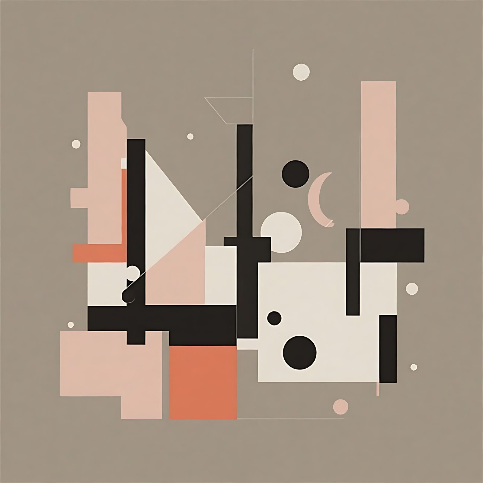 Geometric Abstraction in Bold Red and Pastel Hues