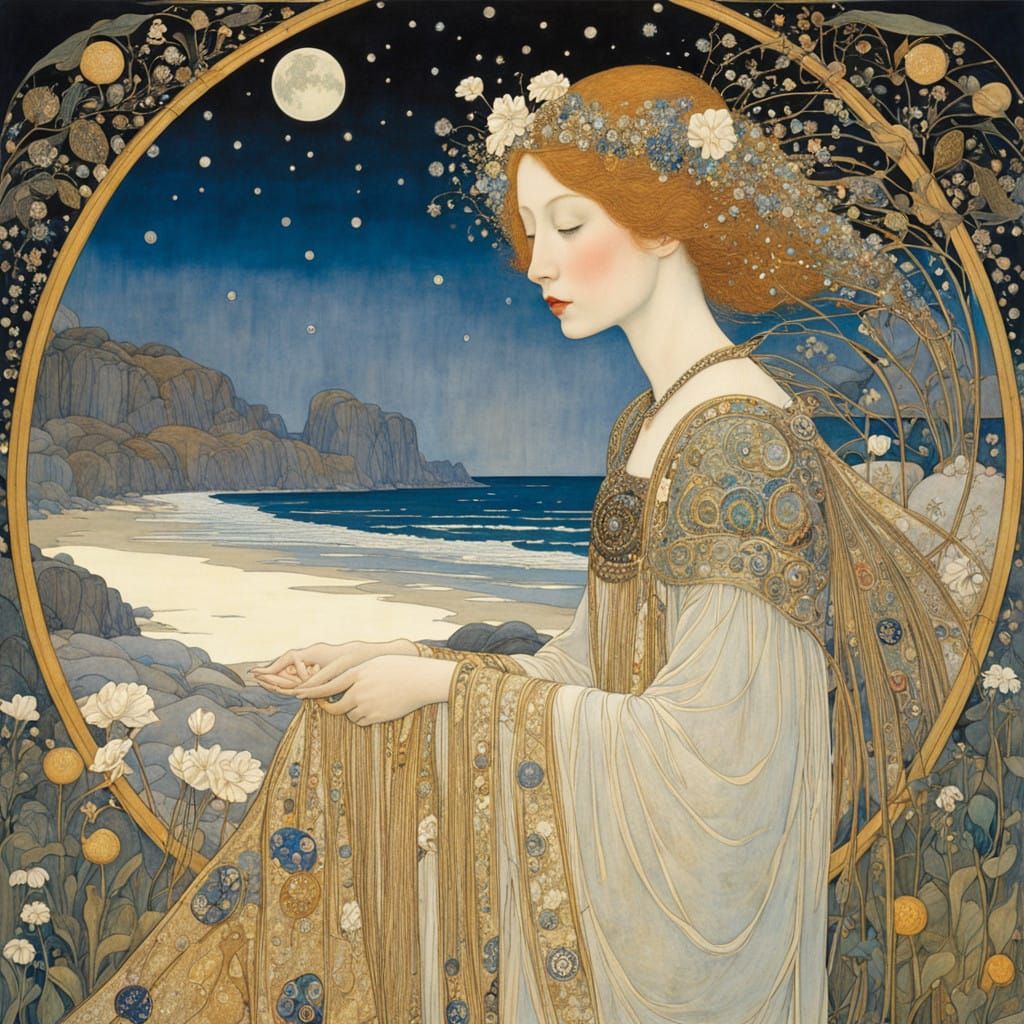 Ethereal Visions of Love and Beauty in Intricate, Meticulous...