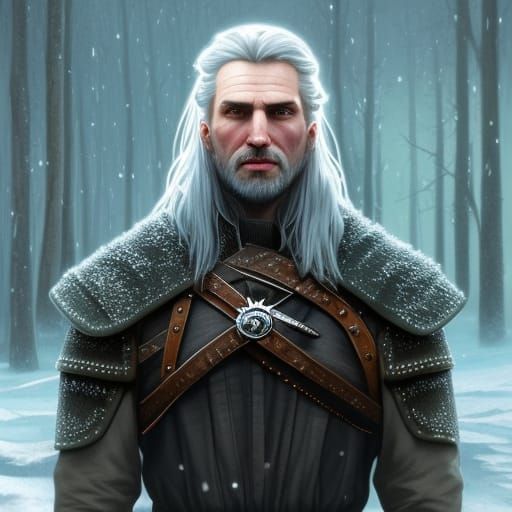 Witcher of the Bear in Frozen Valley, Detailed Portrait