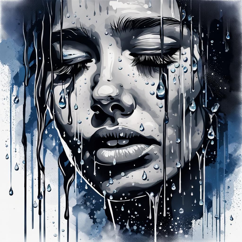 Tears on a Beautiful Woman's Face